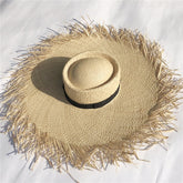 Boho Hat, Sun Hat, Beach Hat, Wide Brim Hat, Straw Hat, Black Ribbon
