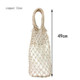 Boho Bag, Woven Mesh Rope Tote Bag Kezia in Brown and White