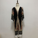 Boho Robe, Duster, Gypsy Flower in White Tribal Tassel