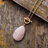 Boho Necklace, Lariat Rose Quartz
