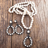 Boho Necklace, Jewelry Set, RH Turquoise White Blue Natural Stone