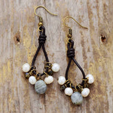 Boho Earrings, Dangle Earrings, Black Bohemian Peal