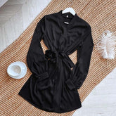 Boho Pajamas, Satin Robe, Lourdes Black Lantern