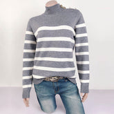 Boho Sweater, Retro Knit Cardigan, Blue Navy Stripe
