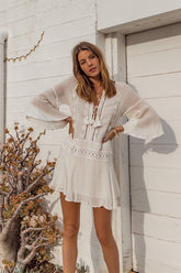 Boho Boho Mini Dress, Beach Dress, Cover up Dress, White Tunic Malisa