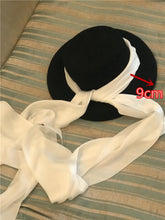 Boho Hat, Floppy Vintage Hat, Audrey Black Wool White Scraf