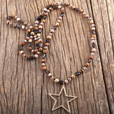 Boho Necklace, RH Tiger Eye, Star Brown Natural Stone