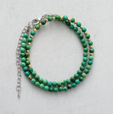 Boho Necklace, Choker Necklace, Blue and Green Natural Stones