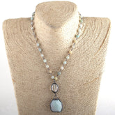 Boho Necklace, RH Amazonite, Crystal Green Natural Stone