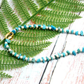 Boho Necklace, Blue Colorful Gold Shell