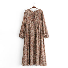 Gown Dress, Boho Maxi Dress, Loose Dress, Brown Wild Tiger