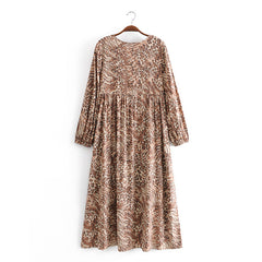 Gown Dress, Boho Maxi Dress, Loose Dress, Brown Wild Tiger