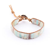 Boho Bracelet, RH Leather Wrap Bracelet, Pastel Pink