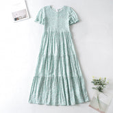 Boho Midi Dress, Off Shoulder Smocked Dress, Blue Daisy Garden
