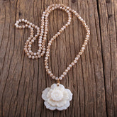 Boho Necklace, RH Crystal White Rose
