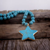Boho Necklace, RH Turquoise White Blue Natural Stone