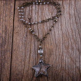 Boho Necklace, RH Antique Brass Silver Stone Glass