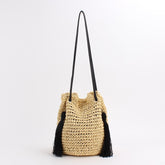 Boho Bag, Woven Straw Rope Bag, Brown Leisure Bucket bag
