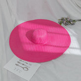Boho Hat, Beach Hat, Extra Wide Brim Paper Hat, Floppy in Pink, White, Yellow and 12 colors (Soft, 25 cm)