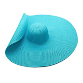 Boho Hat, Beach Hat, Extra Wide Brim Paper Hat, Natalie in White, Blue, Beige and 28 colors (Soft, 25 cm)