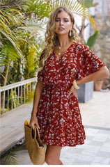 Boho Mini Dress Sundress, Red Penny