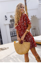 Boho Mini Dress Sundress, Red Penny