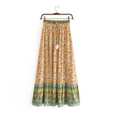 Boho Skirt, Hippie Skirts, Maxi Skirt, Esme Flower in Yellow Green