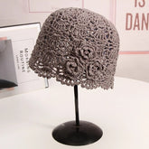 Boho Hat, Crochet Bucket Hat, Emmie Flower in Black, White, Yellow and Beige