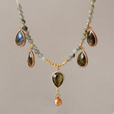 Boho Necklace, Labradorite, Rhinestone