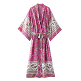 Boho Robe, Kimono Robe, Beach Cover up, Irma in Pink Berry