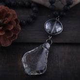 Boho Necklace, RH Antique Brass Lava Stone Glass