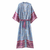 Boho Robe, Kimono Robe, Beach Cover up, Tayanna Blue Lily of the Nile