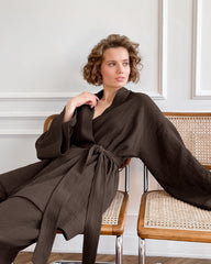 Boho Pajamas, Pajamas Sets for Women, Emily Cotton in Green, Brown and Gray