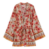 Boho Robe, Kimono Robe, Beach Cover up, Short Robe, Sunshine Blossom