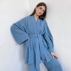Boho Pajamas, Pajamas Sets for Women, Emily Cotton in Blue and Navy