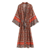 Boho Robe, Kimono Robe, Beach Cover up, Red Egyptian Star