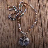Boho Necklace, RH Precious Lava Stone, Tree of Life