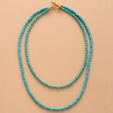 Boho Necklace, Turquoises 2 Layers Chokers Necklace