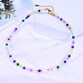 Boho Necklace, Seed Bead Choker, Crystal Pearl