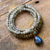 Boho Necklace, Bijou Bodhi Labradorite Beaded Choker