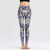 Yoga Legging, Yoga Pants, Boho Legging, Tight with Pocket in Purple Daisy