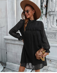 Boho Mini Dress Tunic Dress, Willow in Black