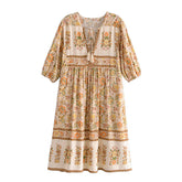 Boho Mini Dress Tunic Dress, Anna Yellow Sea Daisy