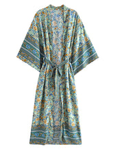 Boho Robe, Kimono Robe, Beach Cover up, Short Robe, Oceane Blue Matilda