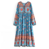 Gown Dress, Boho Maxi Dress, Loose Dress, Everly in Blue