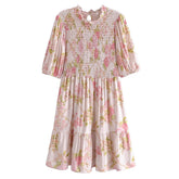 Boho Mini Dress Smock Dress, Irma Pink Paddy