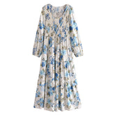 Boho Maxi Dress - Gown - Adrienne Blue Naomie - Bohemian Style - Elegant Evening Dress