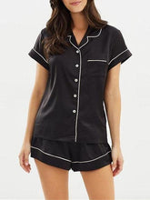 Skinny Stain Notch Collar Top and Shorts Pajama Set