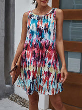 Sleeveless Crew Neck Printed Vest Dress