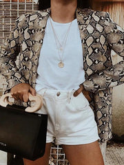 Snake Print Slim Suit Blazer Coat